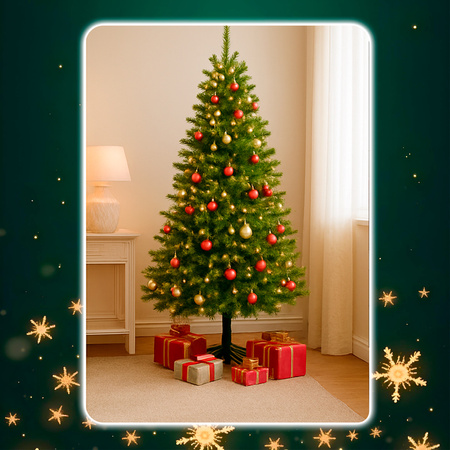 CHOINKA SZTUCZNA WĄSKA ŚWIERK PE SLIM Z GAŁĄZKAMI 220 CM JAK ŻYWY