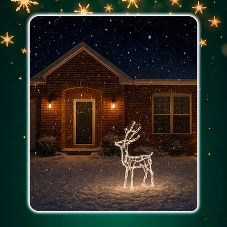 Renifer świąteczny 144 LED świetlna dekoracja ozdoba do ogrodu biały ciepły