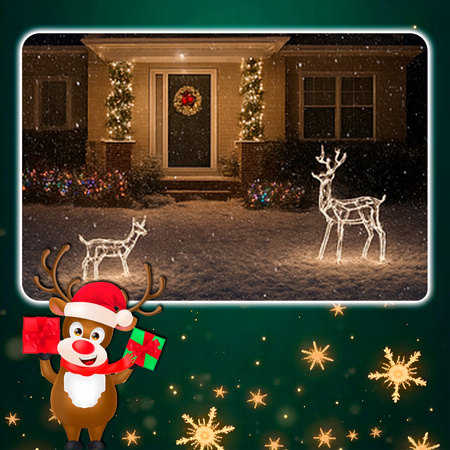 Renifer świąteczny 144 LED świetlna dekoracja ozdoba do ogrodu biały ciepły