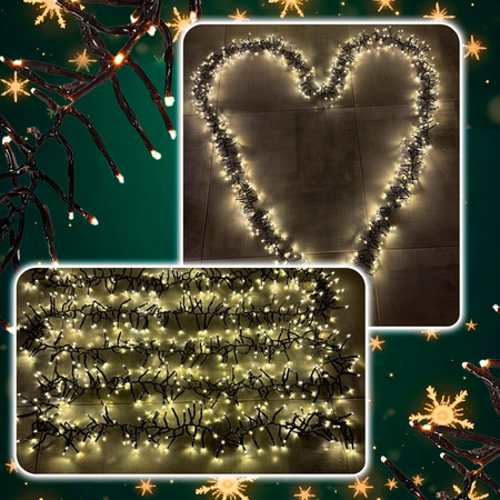 ŁAŃCUCH ŚWIETLNY 576 LED GIRLANDA LAMPKI CHOINKOWE BIAŁY CIEPŁY JEŻYK