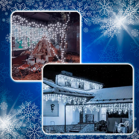 SOPLE 500 LED biały zimny + FLASH LAMPKI ZEWNĘTRZNE 23m GIRLANDA Kurtyna