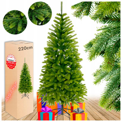 CHOINKA SZTUCZNA WĄSKA ŚWIERK PE SLIM Z GAŁĄZKAMI 220 CM JAK ŻYWY