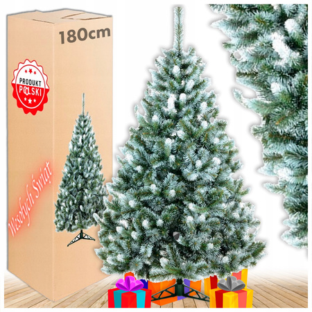 SOSNA KANADYJSKA 180 cm CHOINKA ZIELONO BIAŁE KOŃCE SZTUCZNA PIĘKNA GĘSTA