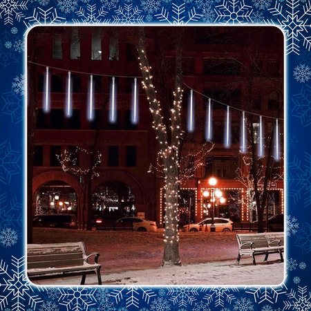 METEORY 10 SPOLI 50 CM 360 LED LAMPKI PADAJĄCY ŚNIEG SOPLE GIRLANDA 8 m