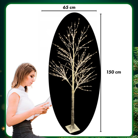 DRZEWKO 500 LED OZDOBNE BRZOZA ŚWIĄTECZNE ŚWIECĄCE BIAŁY CIEPŁY 150 cm