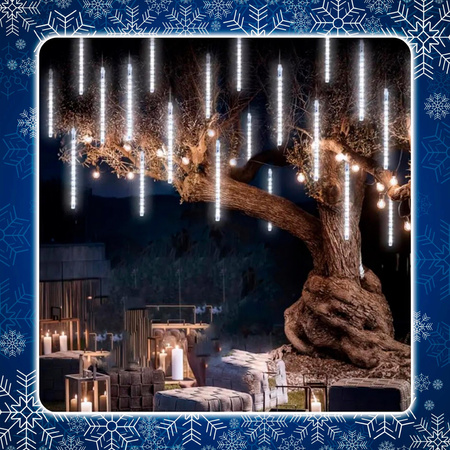 METEORY 10 SPOLI 50 CM 360 LED LAMPKI PADAJĄCY ŚNIEG SOPLE GIRLANDA 8 m