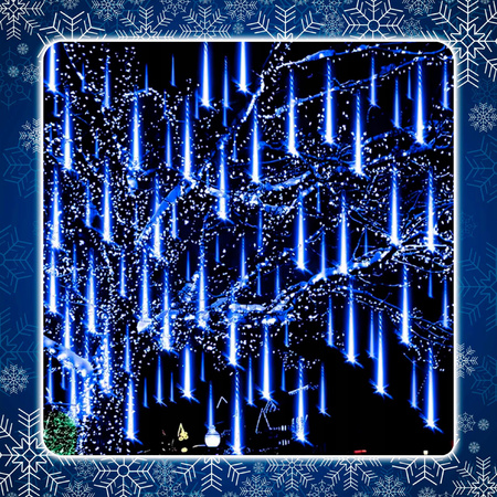 METEORY NIEBIESKIE 10 SPOLI 50 CM 360 LED LAMPKI PADAJĄCY ŚNIEG SOPLE 8 m