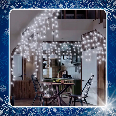 SOPLE 500 LED biały zimny + FLASH LAMPKI ZEWNĘTRZNE 23m GIRLANDA Kurtyna