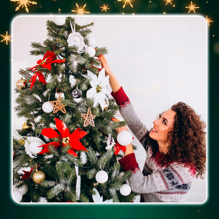 SOSNA KANADYJSKA 180 cm CHOINKA ZIELONO BIAŁE KOŃCE SZTUCZNA PIĘKNA GĘSTA