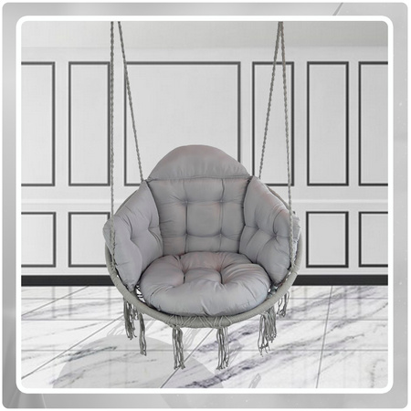 Szare Bocianie gniazdo huśtawka + Poduszka XXL + 2x Zestaw Montażowy