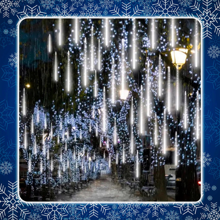 METEORY 10 SPOLI 50 CM 360 LED LAMPKI PADAJĄCY ŚNIEG SOPLE GIRLANDA 8 m