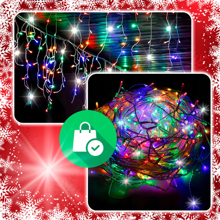 SOPLE 500 LED LAMPKI MULTIKOLOR + FLASH 23m GIRLANDA Świąteczna Kurtyna