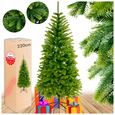 CHOINKA SZTUCZNA WĄSKA ŚWIERK PE SLIM Z GAŁĄZKAMI 220 CM JAK ŻYWY