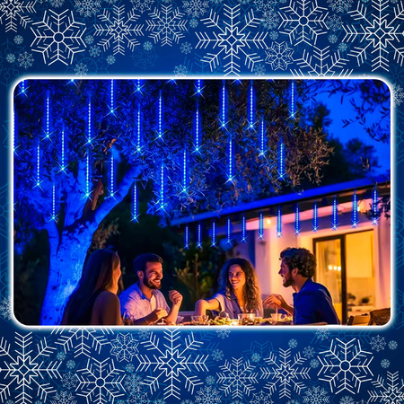 METEORY NIEBIESKIE 10 SPOLI 50 CM 360 LED LAMPKI PADAJĄCY ŚNIEG SOPLE 8 m