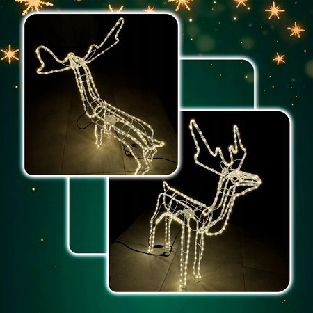 RENIFER LED Z RUCHOMĄ GŁOWĄ DUŻY ŚWIECĄCY XXL 312 LED CIEPŁA BIEL BIAŁY