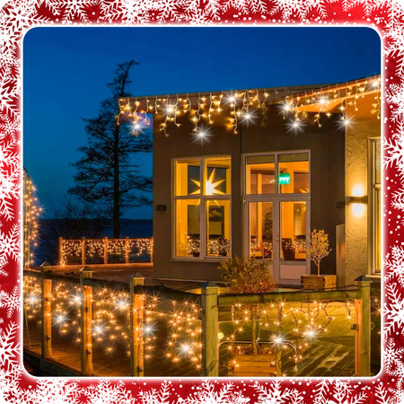 SOPLE 500 LED LAMPKI BIAŁY CIEPŁY + FLASH 23m GIRLANDA Świąteczna Kurtyna