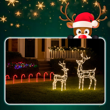 Renifer świąteczny 144 LED świetlna dekoracja ozdoba do ogrodu biały ciepły