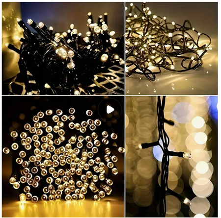 LAMPKI CHOINKOWE 500 LED ZEWNĘTRZNE WEWNĘTRZNE 40m KOLOR BIAŁY CIEPŁY 8 fun