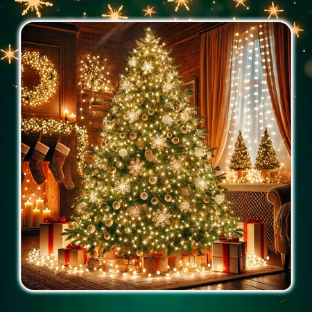 ŁAŃCUCH ŚWIETLNY 576 LED GIRLANDA LAMPKI CHOINKOWE BIAŁY CIEPŁY JEŻYK