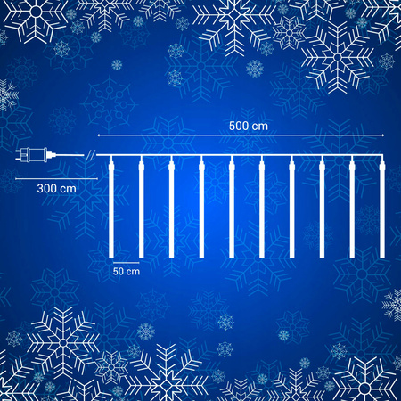 METEORY NIEBIESKIE 10 SPOLI 50 CM 360 LED LAMPKI PADAJĄCY ŚNIEG SOPLE 8 m