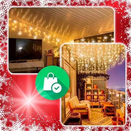 SOPLE 500 LED LAMPKI BIAŁY CIEPŁY + FLASH 23m GIRLANDA Świąteczna Kurtyna