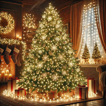 ŁAŃCUCH ŚWIETLNY 576 LED GIRLANDA LAMPKI CHOINKOWE BIAŁY CIEPŁY JEŻYK