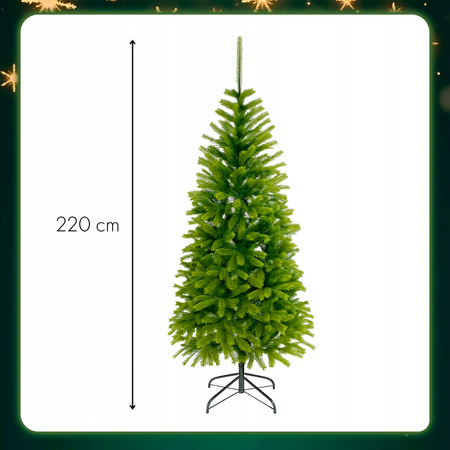 CHOINKA SZTUCZNA WĄSKA ŚWIERK PE SLIM Z GAŁĄZKAMI 220 CM JAK ŻYWY