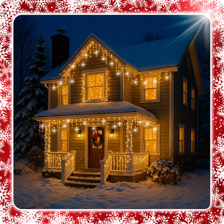 SOPLE 500 LED LAMPKI BIAŁY CIEPŁY + FLASH 23m GIRLANDA Świąteczna Kurtyna