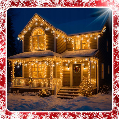 SOPLE 500 LED LAMPKI BIAŁY CIEPŁY + FLASH 23m GIRLANDA Świąteczna Kurtyna