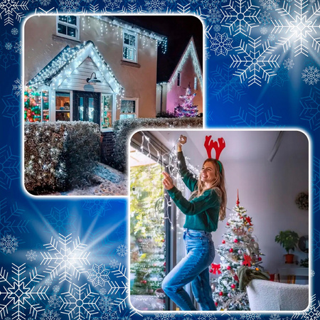 SOPLE 500 LED biały zimny + FLASH LAMPKI ZEWNĘTRZNE 23m GIRLANDA Kurtyna