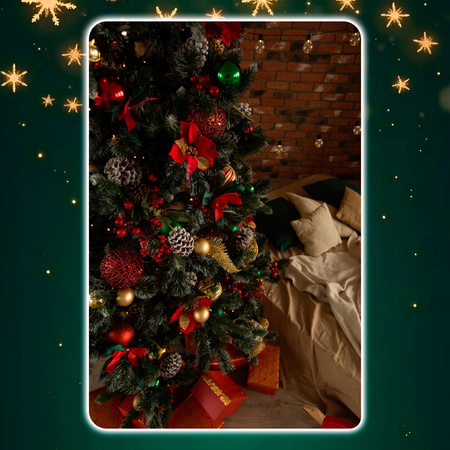 SOSNA KANADYJSKA 180 cm CHOINKA ZIELONO BIAŁE KOŃCE SZTUCZNA PIĘKNA GĘSTA