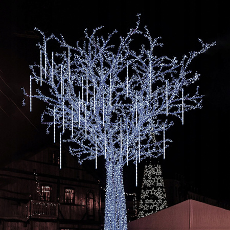 METEORY 10 SPOLI 50 CM 360 LED LAMPKI PADAJĄCY ŚNIEG SOPLE GIRLANDA 8 m