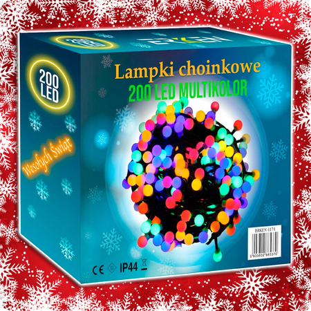 LAMPKI CHOINKOWE KULKI 200LED ZEWNĘTRZNE WEWNĘTRZNE MULTIKOLOR MAT BAJKOWE