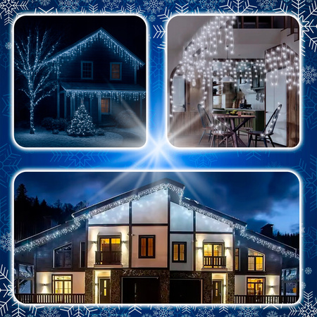 SOPLE 500 LED biały zimny + FLASH LAMPKI ZEWNĘTRZNE 23m GIRLANDA Kurtyna