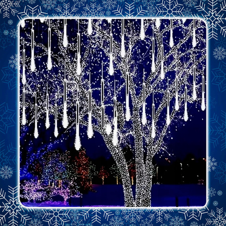 METEORY 10 SPOLI 50 CM 360 LED LAMPKI PADAJĄCY ŚNIEG SOPLE GIRLANDA 8 m