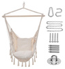 Beżowy fotel hamak brazylijski huśtawka + poduszki + hak