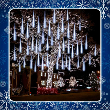 METEORY 10 SPOLI 50 CM 360 LED LAMPKI PADAJĄCY ŚNIEG SOPLE GIRLANDA 8 m